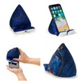thumbnail image 1 of Plusheez Mobile Phone Holder | 2 in 1 Phone Stand with Micro Fibre Wipe | Screen Cleaner | Universal Phone Stand for Kids Children Adults | eReader/Kindle/Smartphone/Small Tablet Compatible (Jeans), 1 of 8