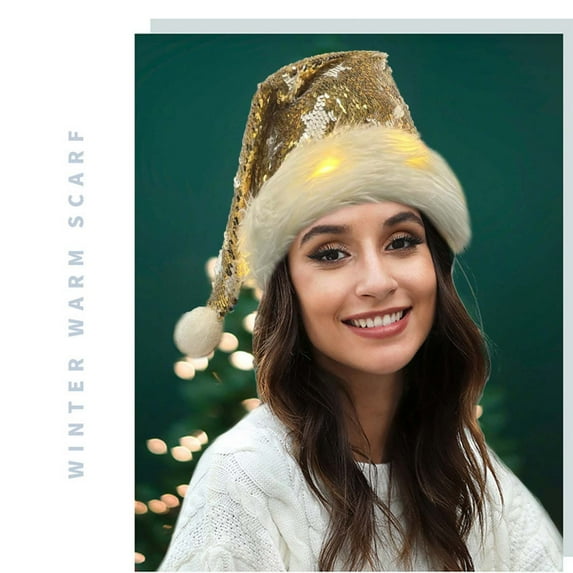Plushible Santa Hat - Flip Sequin Christmas Hats for Teens & Kids - Festive Hats - Holiday Supplies