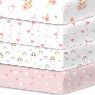 Plushii Baby Crib Sheets Fitted 4 Pack for Boys & Girls, 52'’ x 28'' Soft Microfiber Toddler Bed Sheets for Standard Crib & Toddler Mattresses (Daisies)