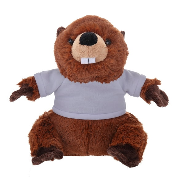 Plushland 8 Inch Floppy Beaver with Tee Plush Stuffed Animal Personalized Gift - Custom Text on Shirt - Great Present for Mothers Day, Valentine Day, Graduation Day, Birthday