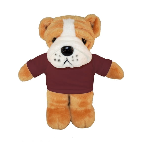 Plushland 8 Inch Floppy Bulldog with Tee Plush Stuffed Animal Personalized Gift - Custom Text on Shirt - Great Present for Mothers Day, Valentine Day, Graduation Day, Birthday