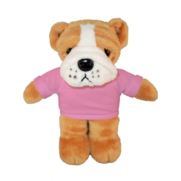 Plushland 8 Inch Floppy Bulldog with Tee Plush Stuffed Animal Personalized Gift - Custom Text on Shirt - Great Present for Mothers Day, Valentine Day, Graduation Day, Birthday