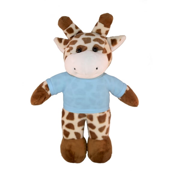 Plushland 8 Inch Floppy Giraffe with Tee Plush Stuffed Animal Personalized Gift - Custom Text on Shirt - Great Present for Mothers Day, Valentine Day, Graduation Day, Birthday