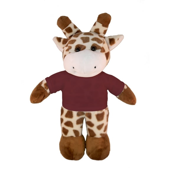 Plushland 8 Inch Floppy Giraffe with Tee Plush Stuffed Animal Personalized Gift - Custom Text on Shirt - Great Present for Mothers Day, Valentine Day, Graduation Day, Birthday