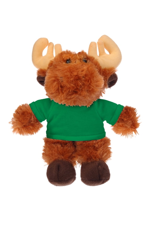 8 Inch Floppy Moose with Tee Plush Stuffed Animal Personalized Gift - Custom Text on Shirt - Great Present for Mothers Day, Valentine Day, Graduation Day, Birthday