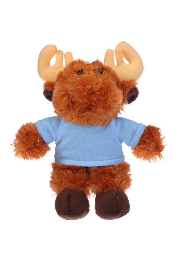 8 Inch Floppy Moose with Tee Plush Stuffed Animal Personalized Gift - Custom Text on Shirt - Great Present for Mothers Day, Valentine Day, Graduation Day, Birthday