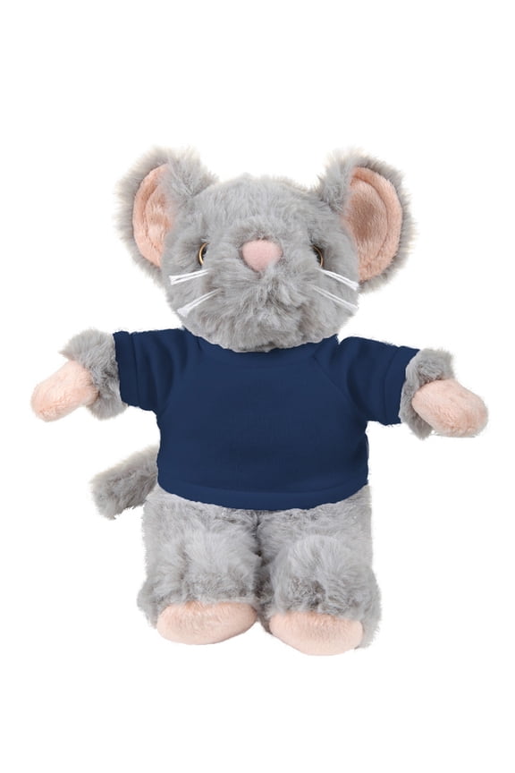 8 Inch Floppy Mouse with Tee Plush Stuffed Animal Personalized Gift - Custom Text on Shirt - Great Present for Mothers Day, Valentine Day, Graduation Day, Birthday