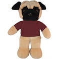 thumbnail image 1 of Made By Aliens 8 Inch Floppy Pug Plush Stuffed Animal Personalized Gift - Custom Text on Shirt - Great Present for Mothers Day, Valentine Day, Graduation Day, Birthday (Maroon), 1 of 1