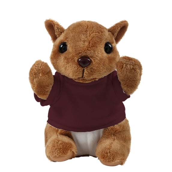 Plushland 8 Inch Floppy Squirrel with Tee Plush Stuffed Animal Personalized Gift - Custom Text on Shirt - Great Present for Mothers Day, Valentine Day, Graduation Day, Birthday