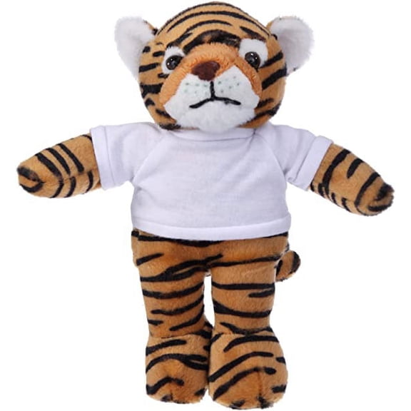 Plushland 8 Inch Floppy Tiger with Tee Plush Stuffed Animal Personalized Gift - Custom Text on Shirt - Great Present for Mothers Day, Valentine Day, Graduation Day, Birthday