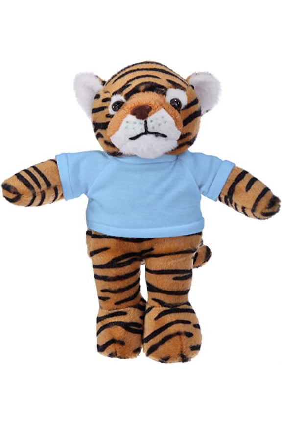 Plushland 8 Inch Floppy Tiger with Tee Plush Stuffed Animal Personalized Gift - Custom Text on Shirt - Great Present for Mothers Day, Valentine Day, Graduation Day, Birthday