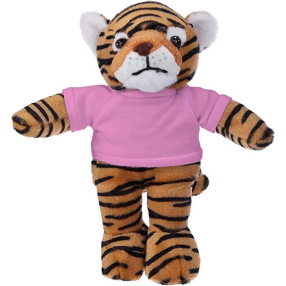 Plushland 8 Inch Floppy Tiger with Tee Plush Stuffed Animal Personalized Gift - Custom Text on Shirt - Great Present for Mothers Day, Valentine Day, Graduation Day, Birthday