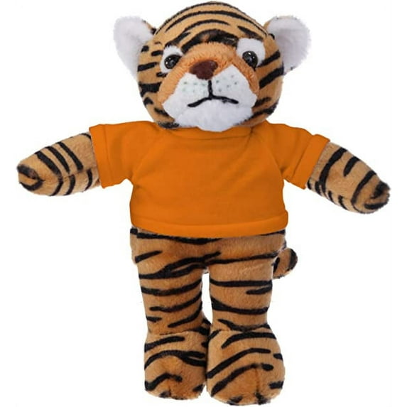 Plushland 8 Inch Floppy Tiger with Tee Plush Stuffed Animal Personalized Gift - Custom Text on Shirt - Great Present for Mothers Day, Valentine Day, Graduation Day, Birthday