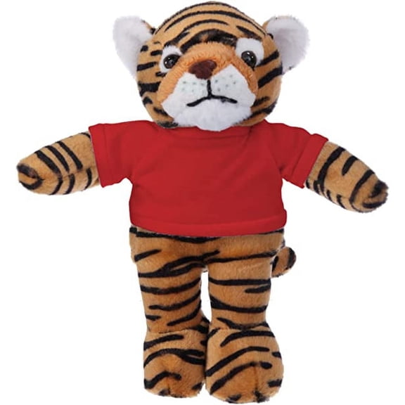 Plushland 8 Inch Floppy Tiger with Tee Plush Stuffed Animal Personalized Gift - Custom Text on Shirt - Great Present for Mothers Day, Valentine Day, Graduation Day, Birthday