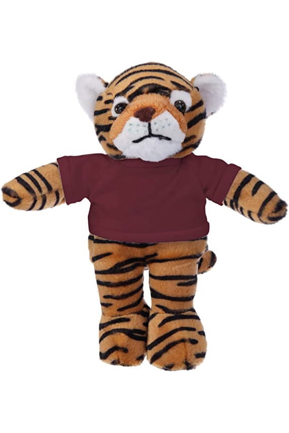 Plushland 8 Inch Floppy Tiger with Tee Plush Stuffed Animal Personalized Gift - Custom Text on Shirt - Great Present for Mothers Day, Valentine Day, Graduation Day, Birthday