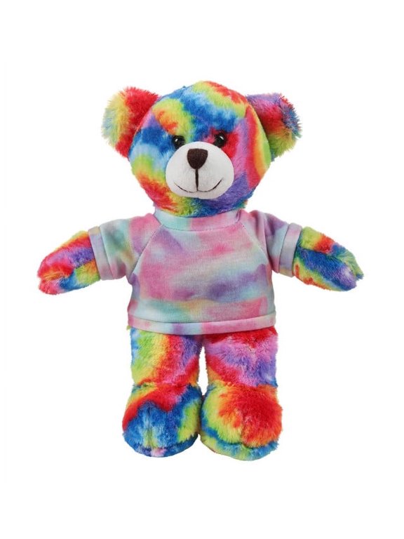 Plushland 8 Inch Floppy Tye Dye Bear with Tee Plush Stuffed Animal Personalized Gift - Custom Text on Shirt - Great Present for Mothers Day, Valentine Day, Graduation Day, Birthday