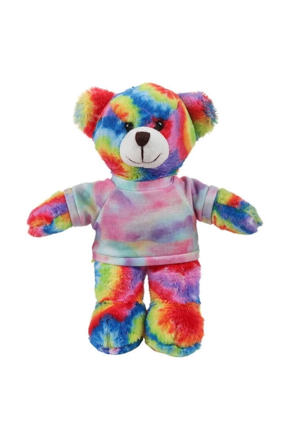 Plushland 8 Inch Floppy Tye Dye Bear with Tee Plush Stuffed Animal Personalized Gift - Custom Text on Shirt - Great Present for Mothers Day, Valentine Day, Graduation Day, Birthday