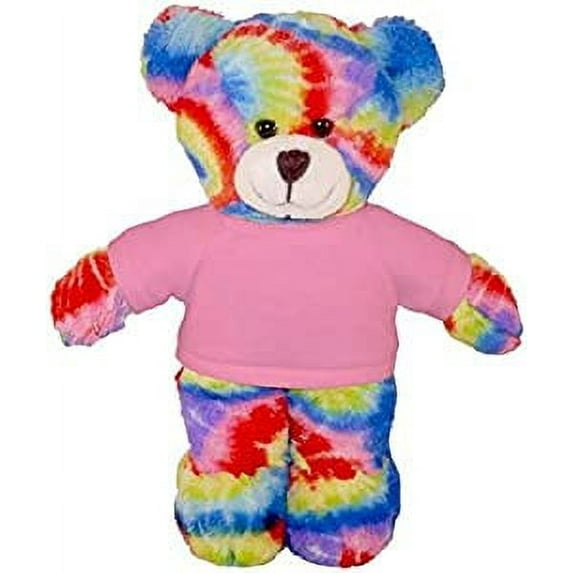 Plushland 8 Inch Floppy Tye Dye Bear with Tee Plush Stuffed Animal Personalized Gift - Custom Text on Shirt - Great Present for Mothers Day, Valentine Day, Graduation Day, Birthday