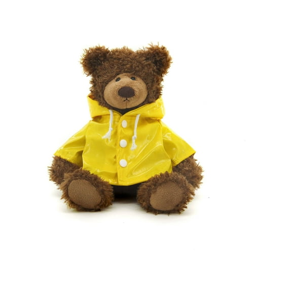 Plushland Adorable Frankie Bear 10 Inches, Stuffed Animal Personalized Gift - Custom Text on Raincoat
