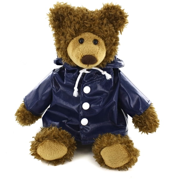 Plushland Adorable Frankie Bear 10 Inches, Stuffed Animal Personalized Gift - Custom Text on Raincoat