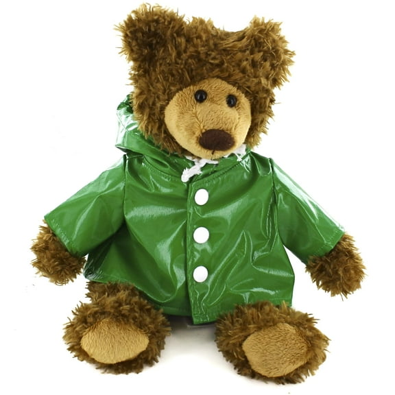Plushland Adorable Frankie Bear 10 Inches, Stuffed Animal Personalized Gift - Custom Text on Raincoat