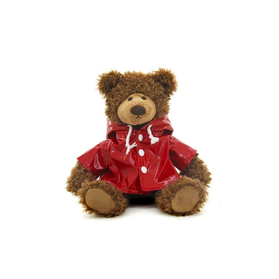 Plushland Adorable Frankie Bear 10 Inches, Stuffed Animal Personalized Gift - Custom Text on Raincoat