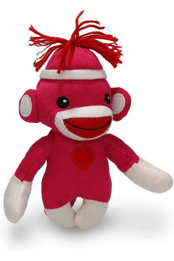Plushland Adorable Sock Monkey, The Original Traditional Hand Knitted Stuffed Animal Toy Gift-for Kids, Babies, Teens, Girls and Boys Baby Doll Present Puppet 6 Inches