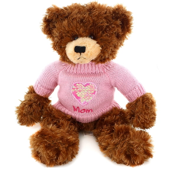 Plushland Brandon Sweater Bear with Love Massage 12 Inches, Great Mother's Day Present, Show Your Love for Mom