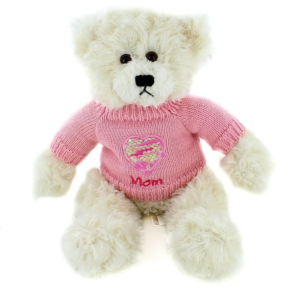 Plushland Brandon Sweater Bear with Love Massage 12 Inches, Great Mother's Day Present, Show Your Love for Mom