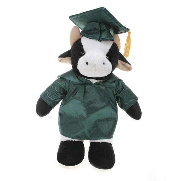 Made by Aliens Personalized Cow Stuffed Animal Plush Toy Perfect Gift for Graduation Name or Your School Logo on Gown, Best for Any Grad School Kids 12 Inch