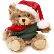 Made By Aliens Customize Shirt Xmas Soft Mocha Chocolate Beige Teddy Bear, Christmas Hat and Scarf Stuffed Animal Holiday Toys Custom Accessories – A Perfect Toy Gift for Kids 6 Inch (Mocha-White)