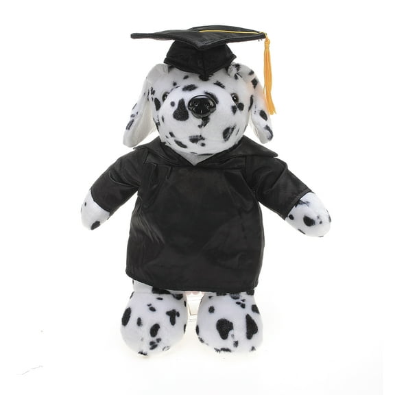Plushland Dalmatian Plush Stuffed Animal Toys Present Gifts for Graduation Day, Personalized Text, Name or Your School Logo on Gown, Best for Any Grad School Kids 12 Inches