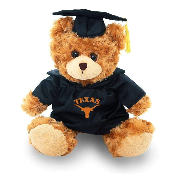 Plushland Graduation Mocha bear 11 Inches Plush Stuffed Animal Toy, Vivid Clear Color Toy, School Logo Kids, Best For Any Grad Girls Boys (University of Texas)