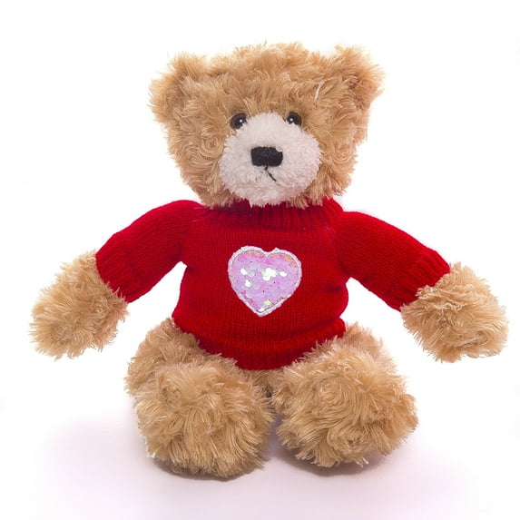 Plushland Plush Soft Valentine Day Brandon Teddy Bear 12 Inches - Wearing Valentine Sweater with Love Heart Embroidery