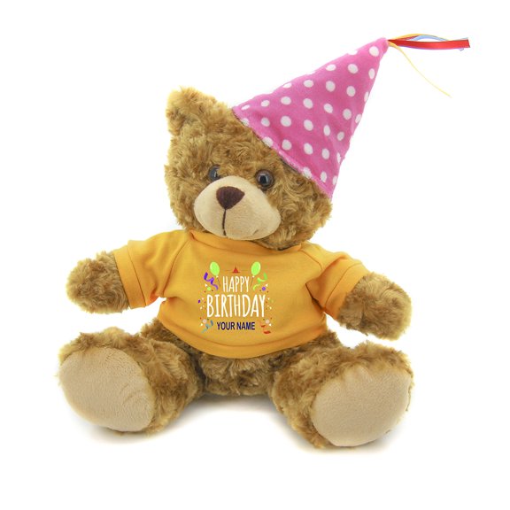 Plushland Plush Teddy Bear 12 Inches - Mocha Color for Birthday, Personalized Text, Name on T-Shirt, Party Favors Gift for Kids, Boys, Girls