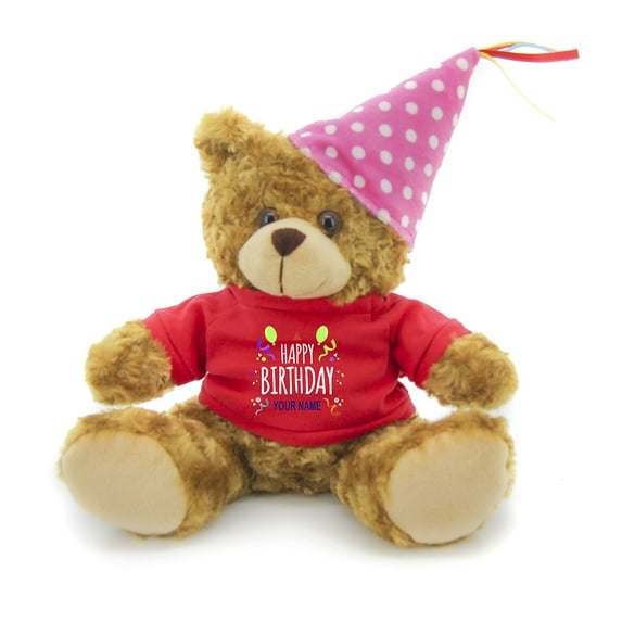 Plushland Plush Teddy Bear 12 Inches - Mocha Color for Birthday, Personalized Text, Name on T-Shirt, Party Favors Gift for Kids, Boys, Girls