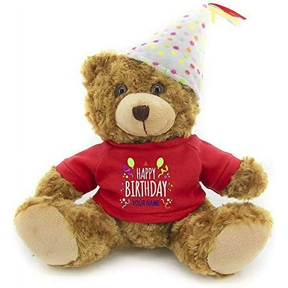 Plushland Plush Teddy Bear 12 Inches - Mocha Color for Birthday, Personalized Text, Name on T-Shirt, Party Favors Gift for Kids, Boys, Girls
