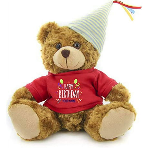 Plushland Plush Teddy Bear 12 Inches - Mocha Color for Birthday, Personalized Text, Name on T-Shirt, Party Favors Gift for Kids, Boys, Girls