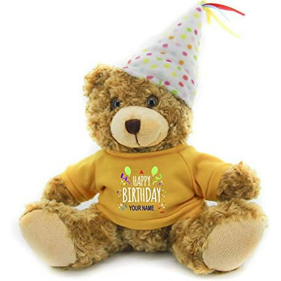 Plushland Plush Teddy Bear 12 Inches - Mocha Color for Birthday, Personalized Text, Name on T-Shirt, Party Favors Gift for Kids, Boys, Girls