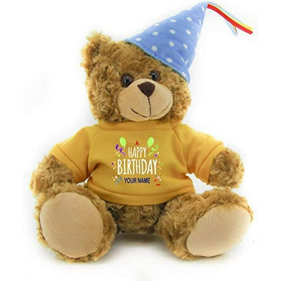 Plushland Plush Teddy Bear 12 Inches - Mocha Color for Birthday, Personalized Text, Name on T-Shirt, Party Favors Gift for Kids, Boys, Girls