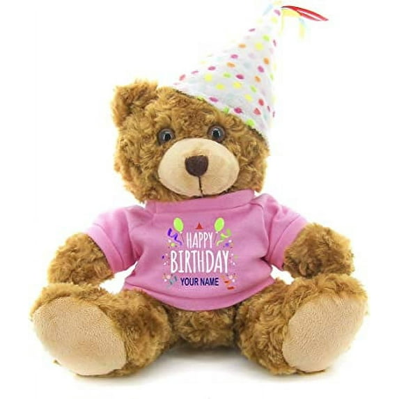 Plushland Plush Teddy Bear 12 Inches - Mocha Color for Birthday, Personalized Text, Name on T-Shirt, Party Favors Gift for Kids, Boys, Girls