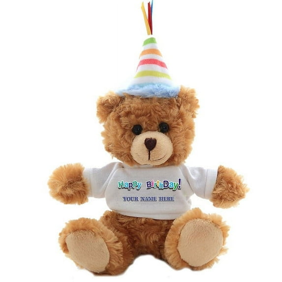 Plushland Plush Teddy Bear 6 Inches - Mocha Color for Birthday, Personalized Text, Name on T-Shirt, Party Favors Gift for Kids, Boys, Girls