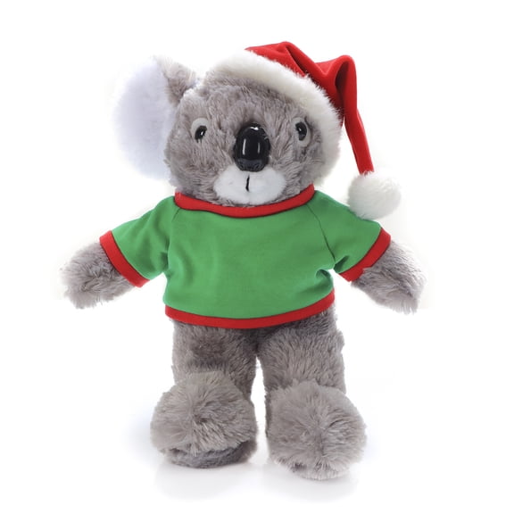 Plushland Soft Plush Animal 12 Inch, Stuffed Animal Holiday Toys Gift with Hat and Matching Green Shirt - Great Present for Christmas