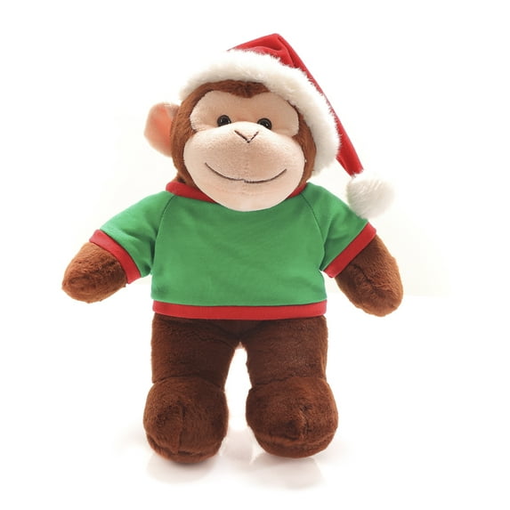 Plushland Soft Plush Animal 12 Inch, Stuffed Animal Holiday Toys Gift with Hat and Matching Green Shirt - Great Present for Christmas