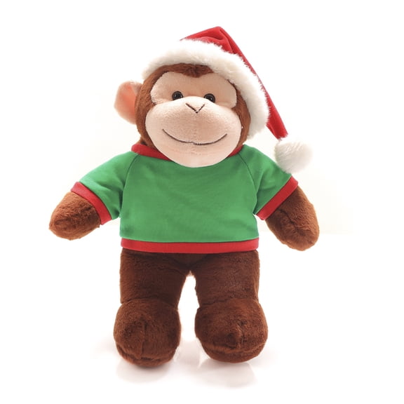 Plushland Soft Plush Animal 12 Inch, Stuffed Animal Holiday Toys Gift with Hat and Matching Green Shirt - Great Present for Christmas