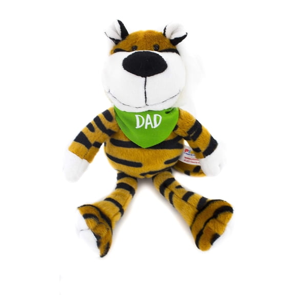 Plushland Stuffed Goofy Jungle Animals 8 Inches With Dad Bandana Personalized Gift - Great Present for Fathers Day, Valentine Day, Thanksgiving Birthday, Christmas - Custom Text on Bandana (Lion)