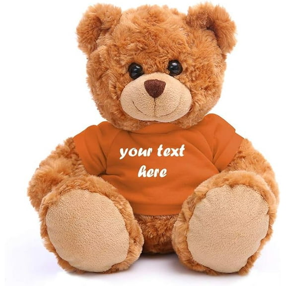 Made By Aliens Teddy Bear 11 Inch, Stuffed Animal Personalized Gift - Great Present for Mothers Day, Valentine Day, Graduation, Birthday,Anniversary, get Well,Christmas (Mocha Bear, Orange)