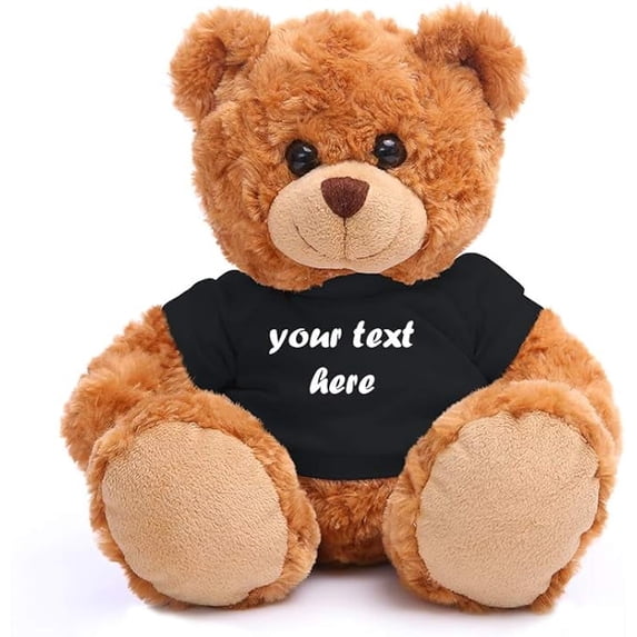 Made By Aliens Teddy Bear 11 Inch, Stuffed Animal Personalized Gift - Great Present for Mothers Day, Valentine Day, Graduation, Birthday,Anniversary, get Well,Christmas (Mocha Bear, Black)
