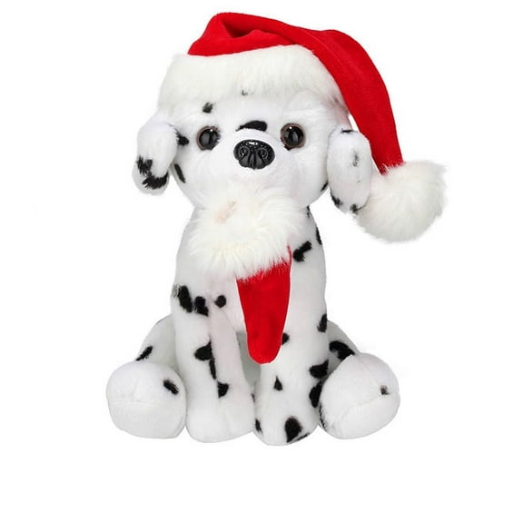 Made by Aliens Xmas Pawpal with Santa Hat Stuffed Animals Plush Puppet Dog 8 Inches for Kids - A Perfect Christmas Day Gift on This Holiday for Babies (Dalmatian)