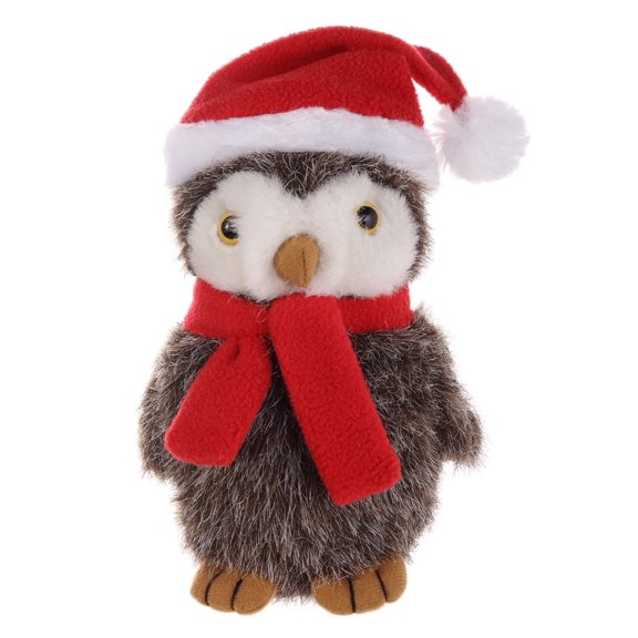 Made By Aliens Customize Soft Xmas Plush Stuffed Animal Gift with Red and White Santa Hat and Winter Scarf 12 Inch, Holiday Toys Personalized Gift - Great Present for Christmas (Owl)